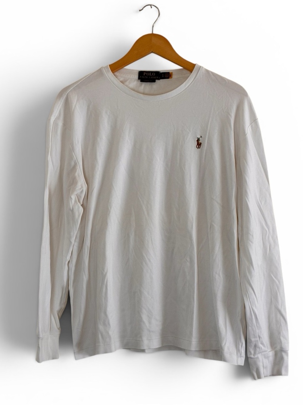 Polo Ralph Lauren | like new white cotton crew neck long sleeve emblem t-shirt